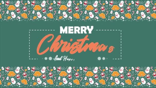 Feliz Navidad Con Muñeco Nieve Santa Claus Campanas Colección Animación — Vídeos de Stock
