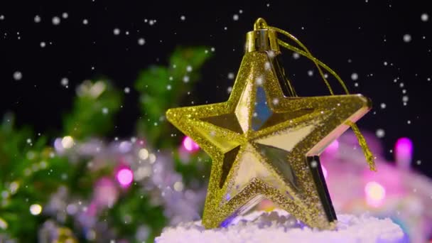 Animasyon Yıldız Noel Kar Ile Noel Günü Koleksiyonu — Stok video