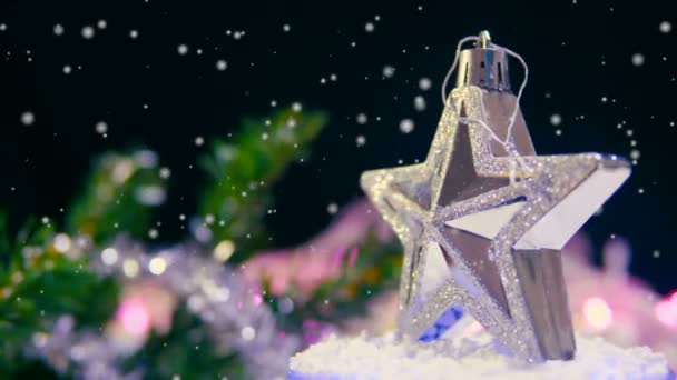 Video Natale Stellato Con Neve Collezione Giorno Natale — Video Stock