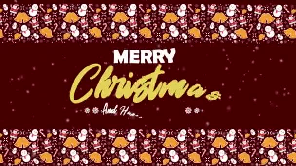 Aufnahmen Von Schneemann Weihnachtsmann Glocken Und Zuckerstangen Für Frohe Weihnachten — Stockvideo