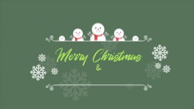 Neşeli Noel arka plan animasyon kardan adam koleksiyonu ile