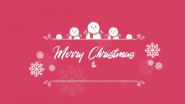 Neşeli Noel arka plan animasyon kardan adam koleksiyonu ile