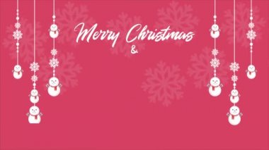 Kardan adam ve kar taneleri koleksiyonu ile neşeli Noel animasyon