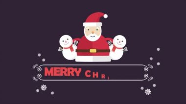 Kardan adam ve Noel Baba koleksiyonu ile neşeli Noel animasyon