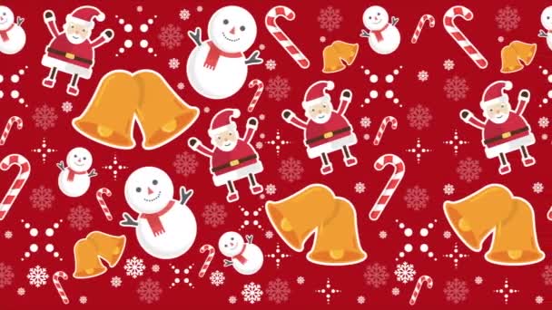 Animación Feliz Navidad Con Adorno Colección Navidad — Vídeos de Stock