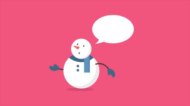 Animation Karaktär Snögubbe Rörelse För Juldagen Samling — Stockvideo