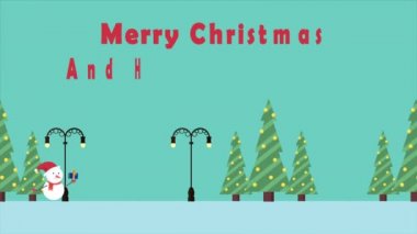 Animasyon hareket kardan adam hediye ile. Neşeli Noel koleksiyon