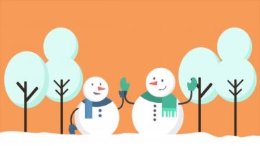 Kardan adam animasyon tepenin çekimde. Neşeli Noel koleksiyon