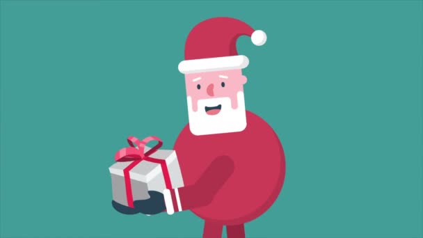 Movimiento Animación Santa Claus Con Regalo Colección Navidad — Vídeo de stock