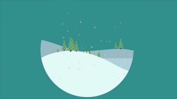 Landschap Van Kerstmis Met Auto Heuvel Animatie Collectie — Stockvideo