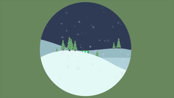 Paysage de Noël avec voiture sur la collection d'animation colline 