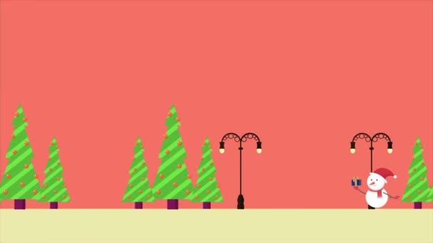 Mouvement d'animation de bonhomme de neige avec cadeau collection de Noël 