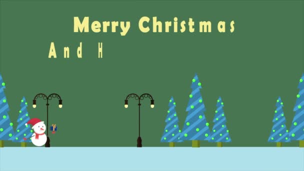 Animation Mouvement Bonhomme Neige Avec Cadeau Joyeux Noël Collection — Video