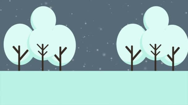 Scenérie Vánoc Sníh Animace Sbírka — Stock video