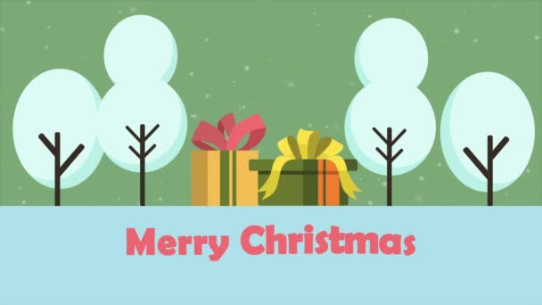 God Jul Scenery Med Gåva Animation Collection — Stockvideo