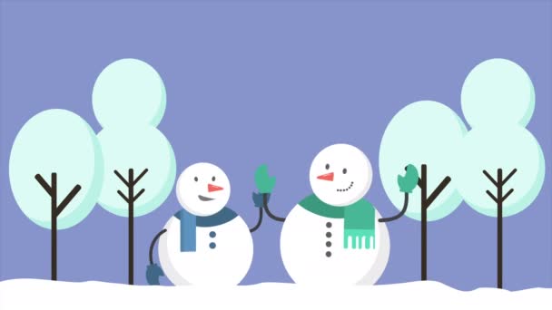 Snowman Animation Motion Hill Merry Christmas Collection — Stock Video
