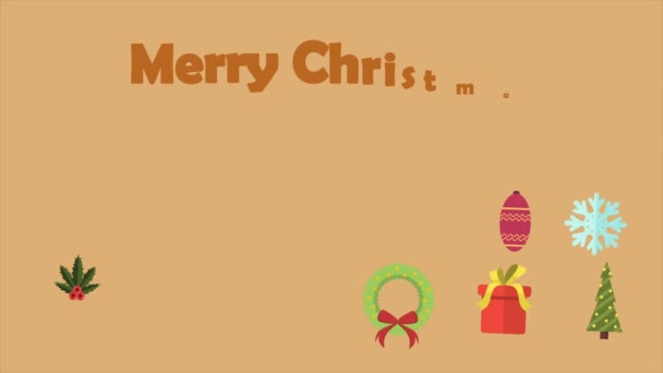 Veselé Vánoce Ornamenty Vánoční Metráž Kolekce — Stock video