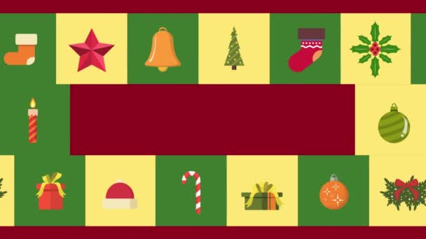 Feliz Feliz Natal Com Ornamento Coleção Animação Natal — Vídeo de Stock