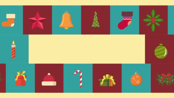Šťastné Veselé Ornamenty Vánoční Animace Kolekce — Stock video
