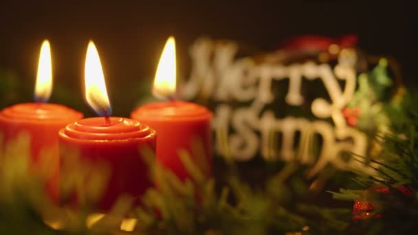 Filmati Candele Accese Collezione Merry Christmas Day — Video Stock