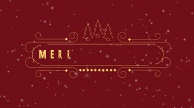 Typhography yazma ve ağaç koleksiyonu ile neşeli chirtmas animasyon