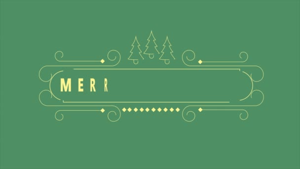 Animazione Merry Chirtmas Con Scrittura Tifografica Raccolta Alberi — Video Stock