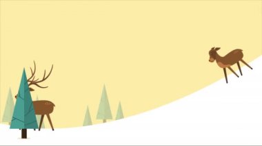 Geyik hill hareketli animasyon. Chirstmas koleksiyonu