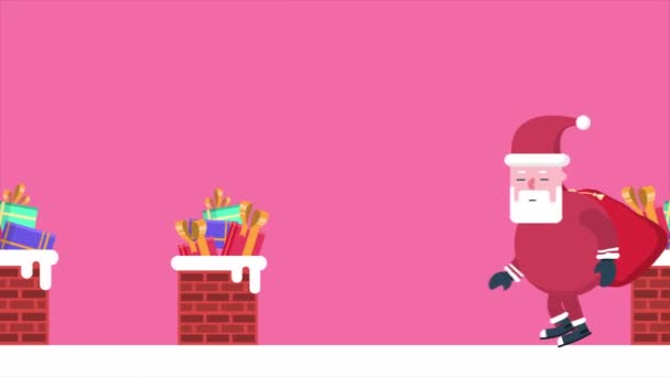 Animation des Weihnachtsmannspaziergangs mit Geschenk. Chirstmas Sammlung