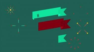 Mutlu yeni yıl günü koleksiyonu için festival havai fişek animasyon