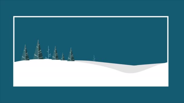 Animatie Van Happy New Year Sneeuw Heuvel Collectie — Stockvideo