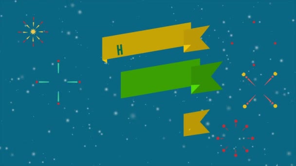 Animation Von Festlichem Feuerwerk Und Schnee Für Ein Frohes Neues — Stockvideo