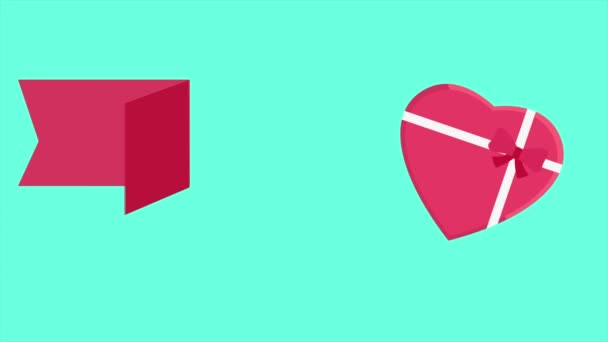 Bonne Saint Valentin Avec Boîte Cadeau Animation Collection Amour — Video