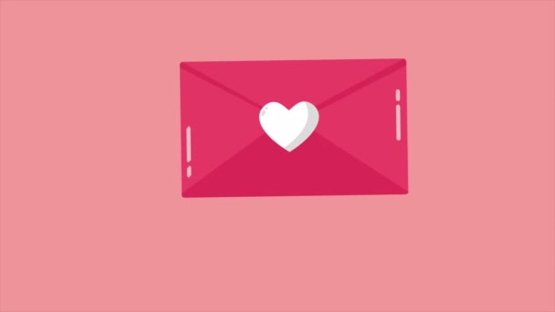 Animación Sobre Para Colección Feliz Día San Valentín — Vídeos de Stock