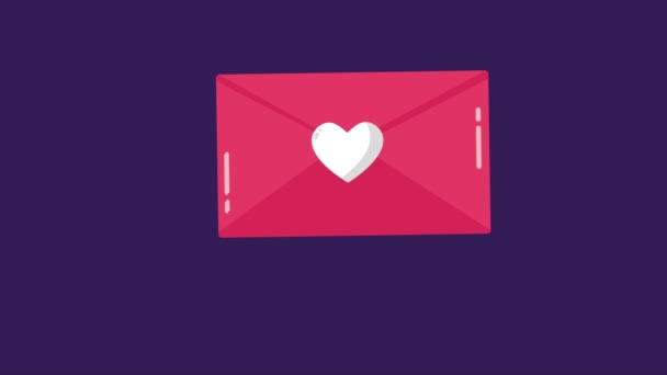 Animation Des Briefumschlags Für Eine Glückliche Valentinstags Kollektion — Stockvideo
