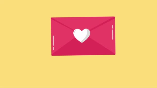 Animation Envelope Happy Valentine Day Collection — Stock Video