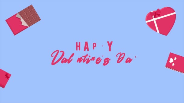 Mutlu Sevgililer Günü Animasyon Süsleme Koleksiyonu Ile — Stok video