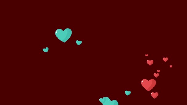 幸せなバレンタインデーのコレクションの愛とリボンの背景のアニメーション — ストック動画
