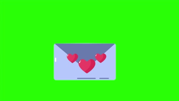 Animation Envelope Love Green Screen Valentine Day Collection — Stock Video