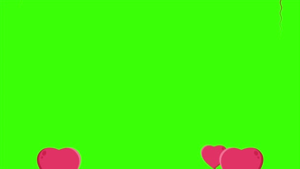 情人节与绿色屏幕动画气球收藏 — 图库视频影像