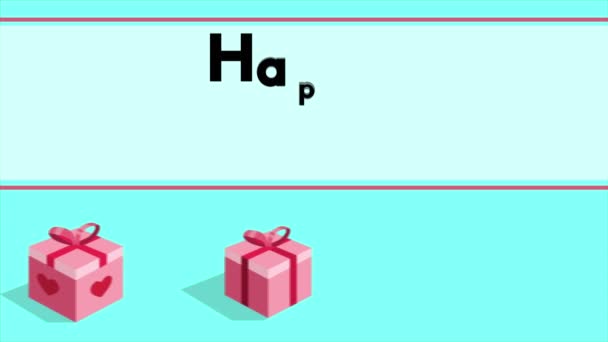 Animation saluant joyeuse Saint-Valentin avec collection de cadeaux 