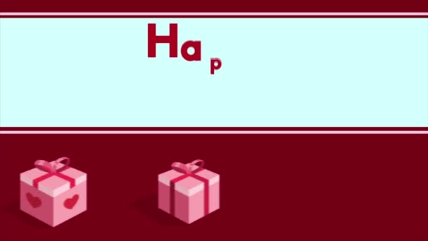 Animation saluant joyeuse Saint-Valentin avec collection de cadeaux 