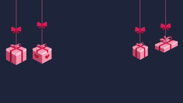 Основы Анимации Подарков Коллекции Дню Святого Валентина — стоковое видео