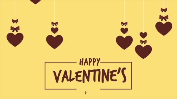 Felice Giorno San Valentino Con Animazioni Cuore Nastro Collezione — Video Stock