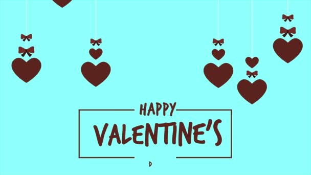 Šťastný Valentines Day Animací Srdce Stuha Kolekce — Stock video