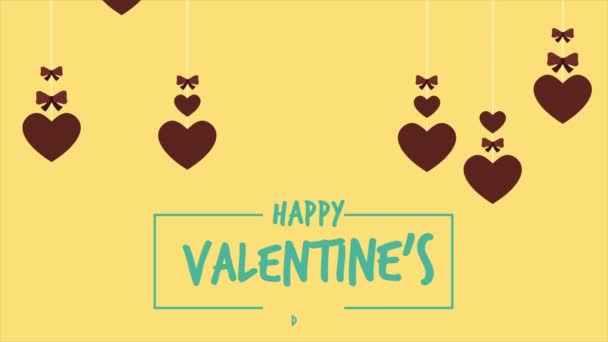 Feliz Dia Dos Namorados Com Animação Coração Fita Coleção — Vídeo de Stock