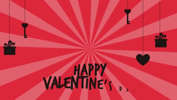 Rotolamento Sfondo Con Chiave Animazione Amore Regalo Felice San Valentino — Video Stock