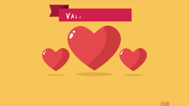 Animación Amor Cinta Escribo Mensaje Texto Colección Día San Valentín — Vídeos de Stock