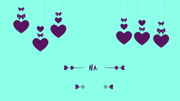快乐情人节与动画丝带和心脏收藏 — 图库视频影像