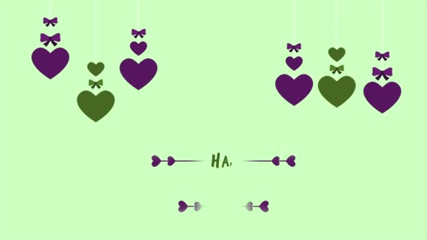 Feliz Dia Dos Namorados Com Fita Animação Coleção Coração — Vídeo de Stock