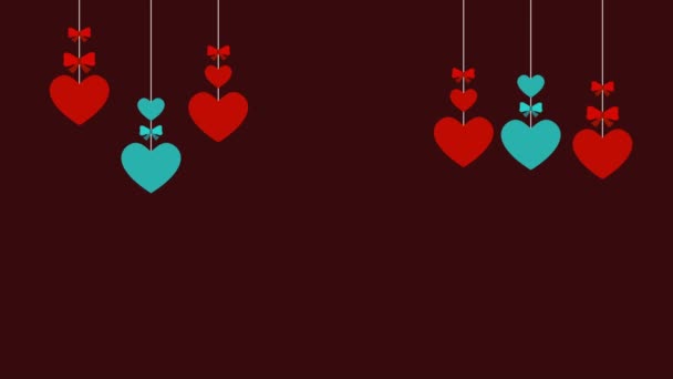 Φόντο Animation Κορδέλα Και Καρδιά Ημέρα Του Αγίου Βαλεντίνου Συλλογής — Αρχείο Βίντεο